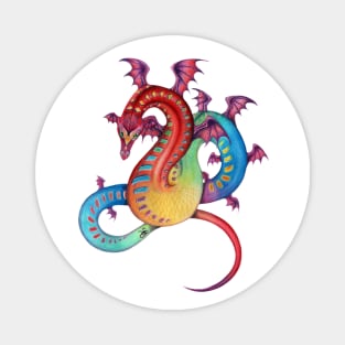 Fabulous Rainbow Dragon in Red, Blue, Yellow Magnet